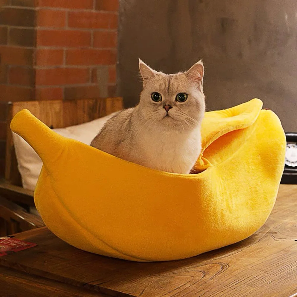 Cozy Banana Cat Bed Happy Tails