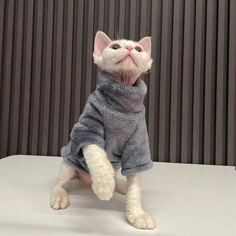 2023 New Hairless Cat Sweater Winter Fashion Thickening Warm Sphynx Clothes Home Comfortable Winter Dog Clothes for Small Dogs Happy Tails