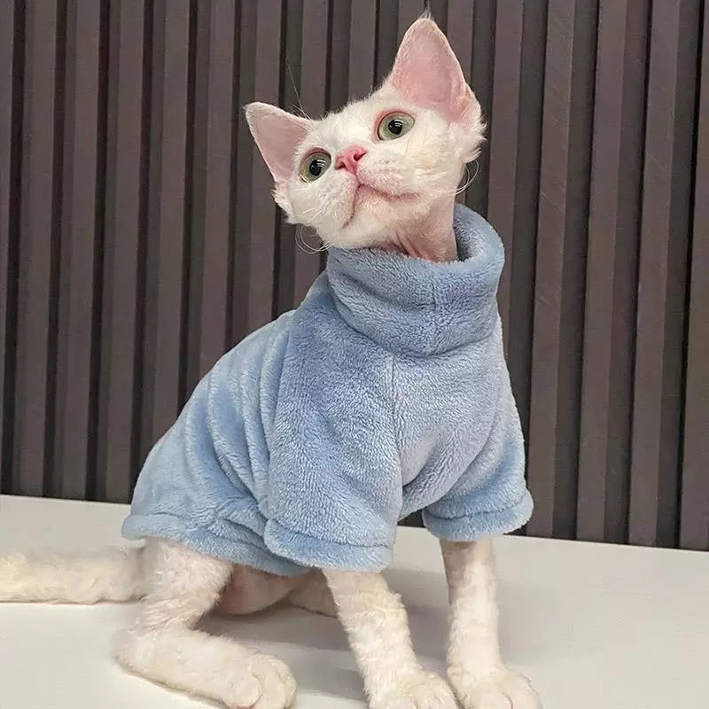 2023 New Hairless Cat Sweater Winter Fashion Thickening Warm Sphynx Clothes Home Comfortable Winter Dog Clothes for Small Dogs Happy Tails