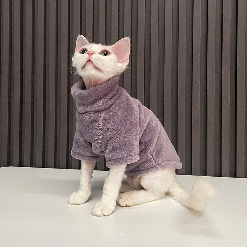 2023 New Hairless Cat Sweater Winter Fashion Thickening Warm Sphynx Clothes Home Comfortable Winter Dog Clothes for Small Dogs Happy Tails