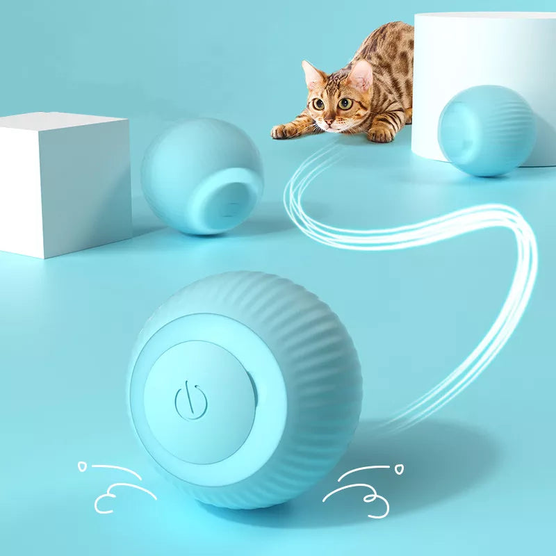 Electric Cat Ball Toys Automatic Rolling Smart Cat Toys Interactive for Cats Training Self-moving Kitten Toys for Indoor Playing Happy Tails