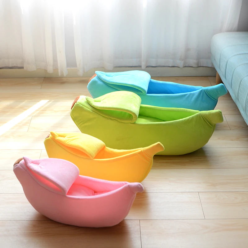 Warm Banana Shaped Dog Cat Bed Cozy Basket Puppy Kittens Cushion Kennel Portable Pet Sleeping Mat Bed Cats Supplies Happy Tails