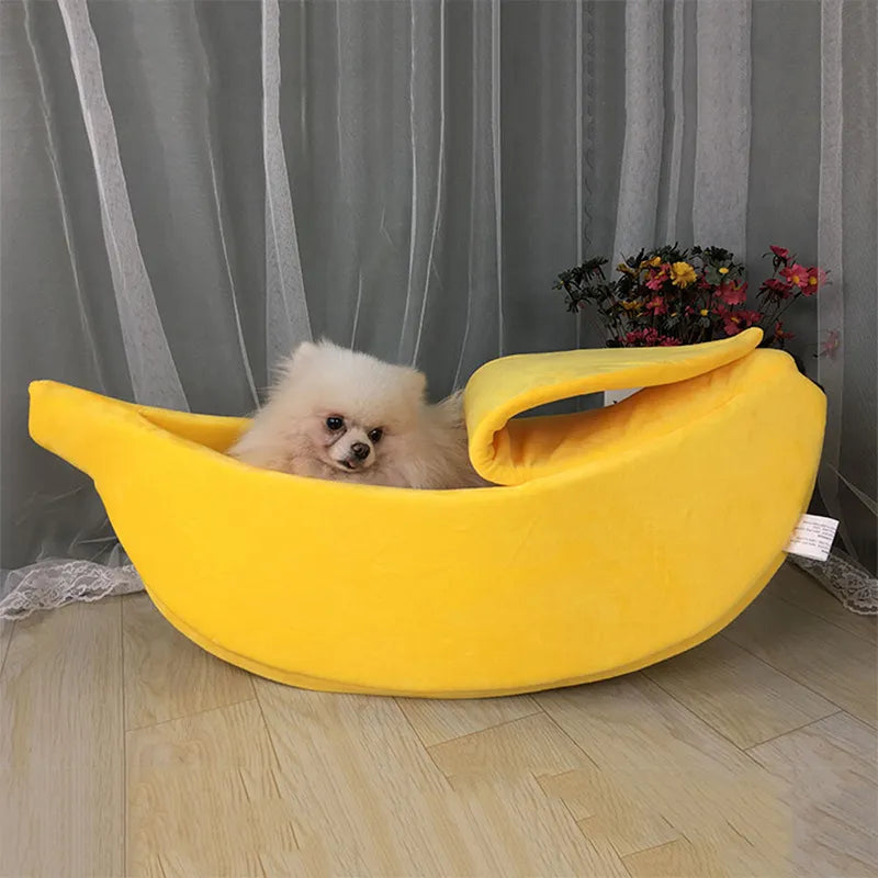 Warm Banana Shaped Dog Cat Bed Cozy Basket Puppy Kittens Cushion Kennel Portable Pet Sleeping Mat Bed Cats Supplies Happy Tails