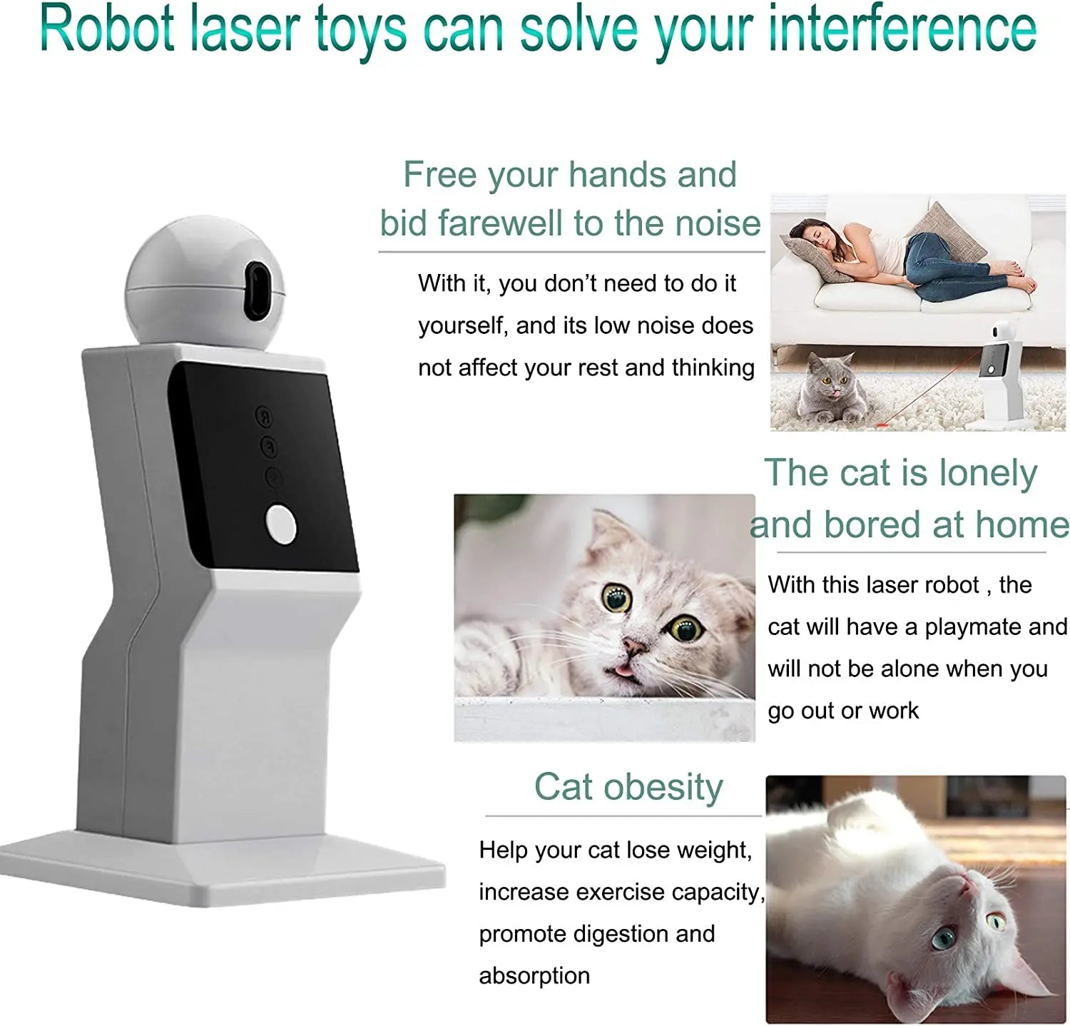 ATUBAN Cat Laser Toy Automatic,Random Moving Interactive Laser Cat Toy for Indoor Cats,Kittens,Dogs,Cat Red Dot Exercising Toy Happy Tails